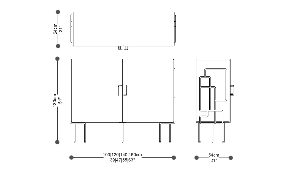 Image of the main dimensions of the product